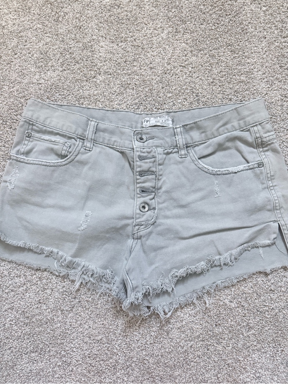 Free People Light Gray Distressed Women's Denim Shorts
